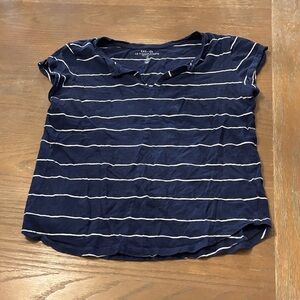 GAP Navy and White Striped Short Sleeve Tee